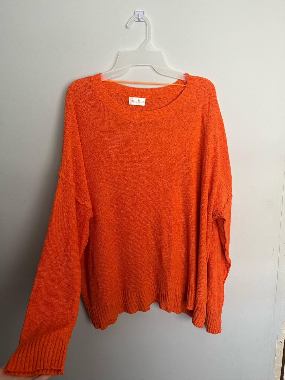 Bright Orange Lightweight Scoop-Neck Sweater